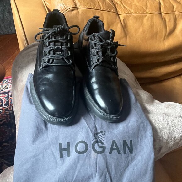 Authentic Hogan Interactive Men’s Black Leather Sneakers — Luxury Italian Design - Picture 1 of 4